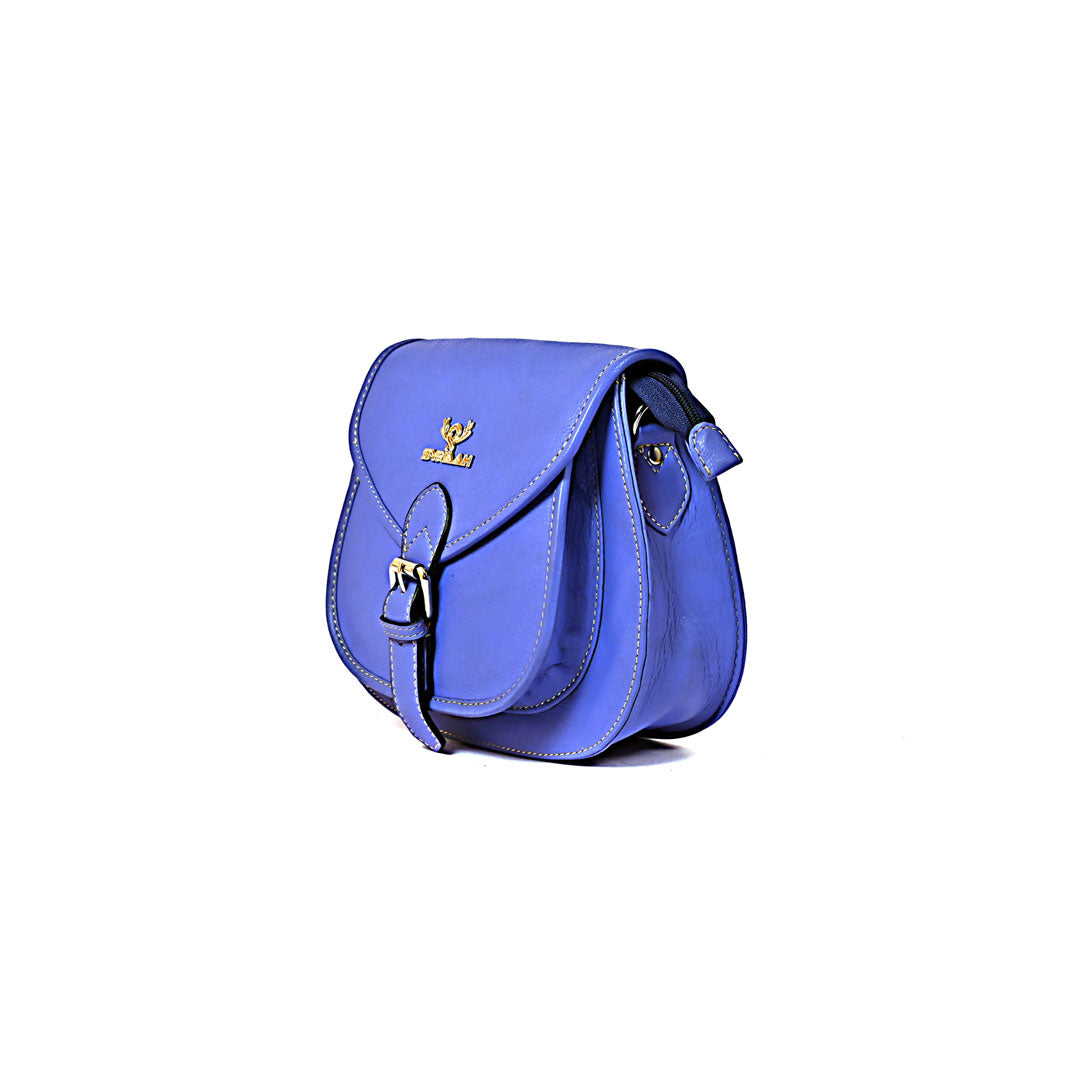 Syraah Sleek Compact Crossbody Bag - Premium Leather in Vibrant Blue