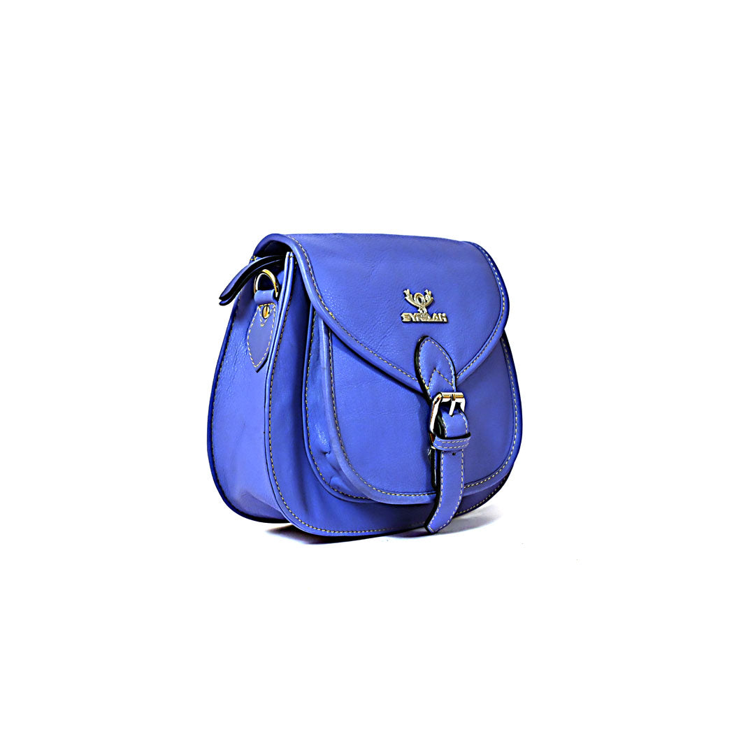 Syraah Sleek Compact Crossbody Bag - Premium Leather in Vibrant Blue
