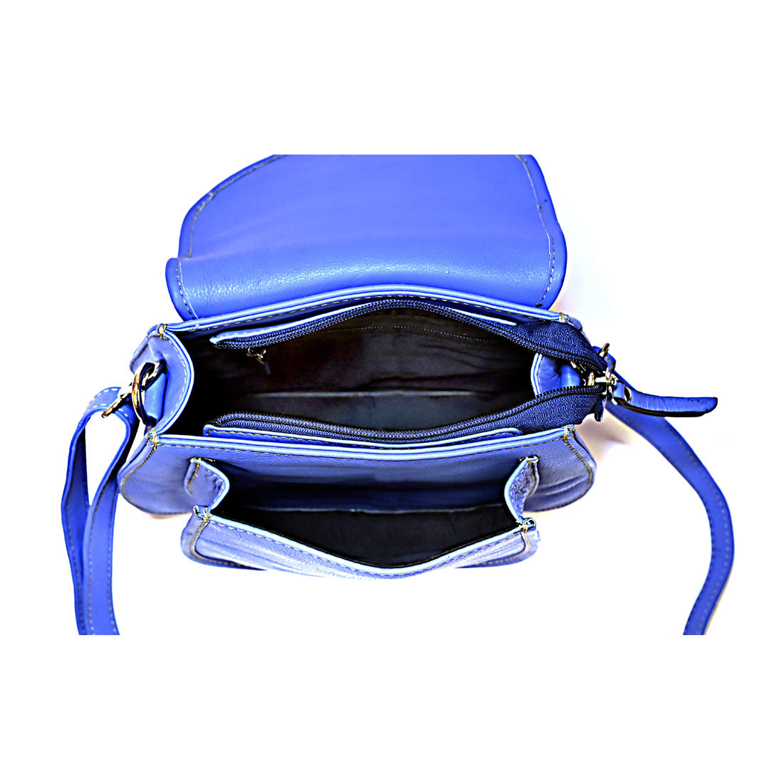 Syraah Sleek Compact Crossbody Bag - Premium Leather in Vibrant Blue