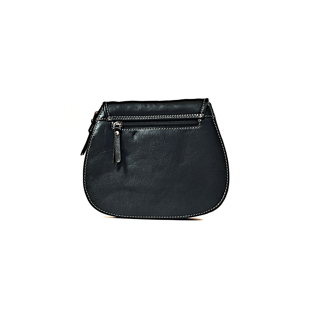 Syraah Sleek Compact Crossbody Bag - Premium Leather in Vibrant Black