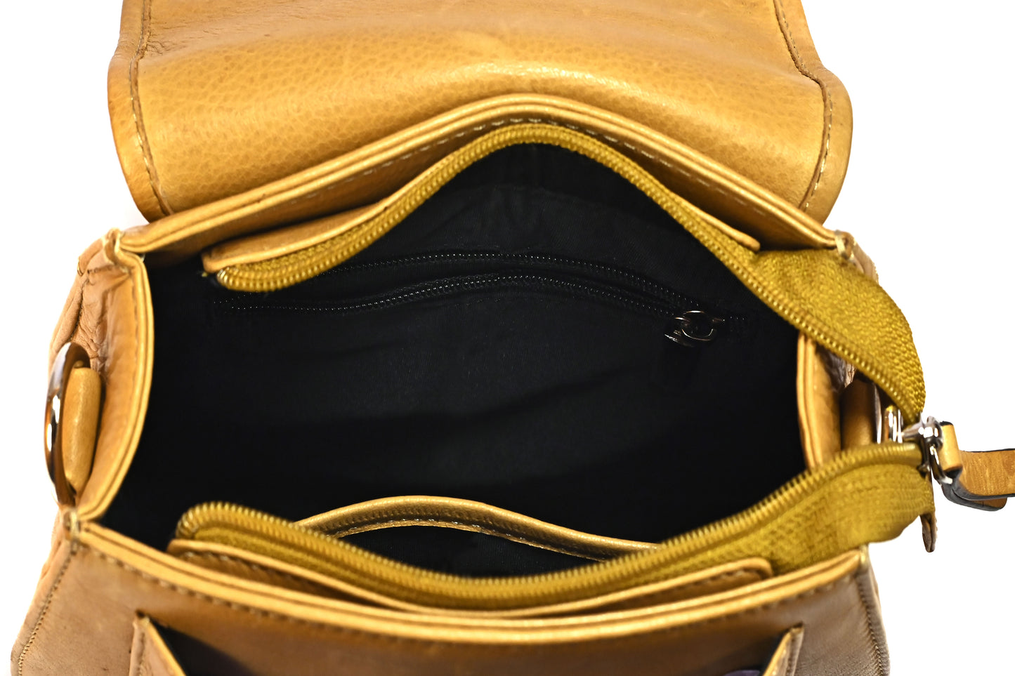 Syraah Sleek Compact Crossbody Bag - Premium Leather in Vibrant Yellow