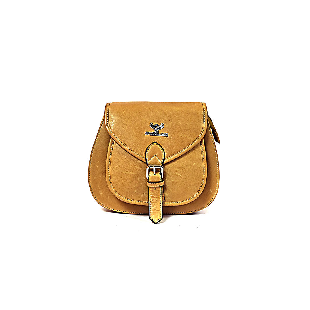 Syraah Sleek Compact Crossbody Bag - Premium Leather in Vibrant Black