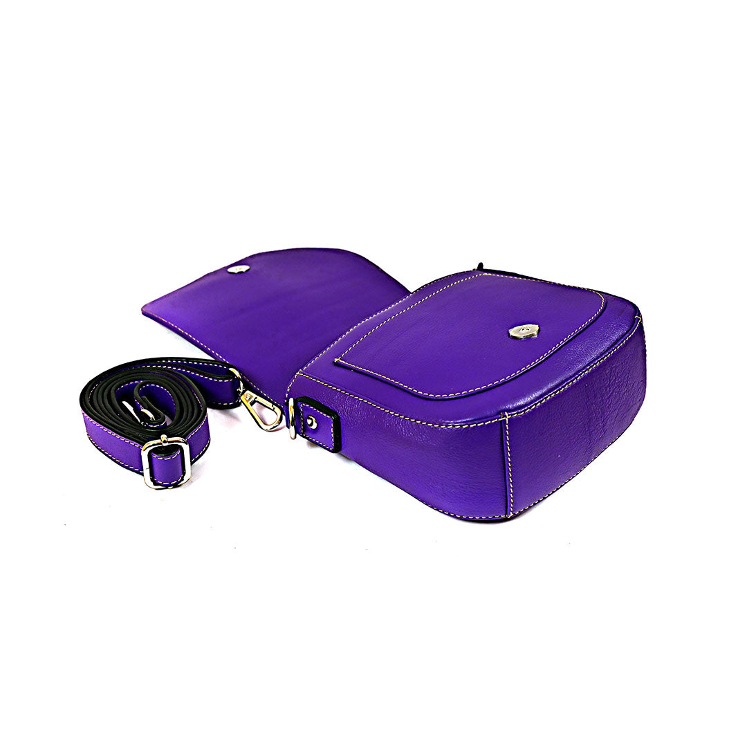 Syraah Royel Purple Premium Leather Compact Crossbody Bag
