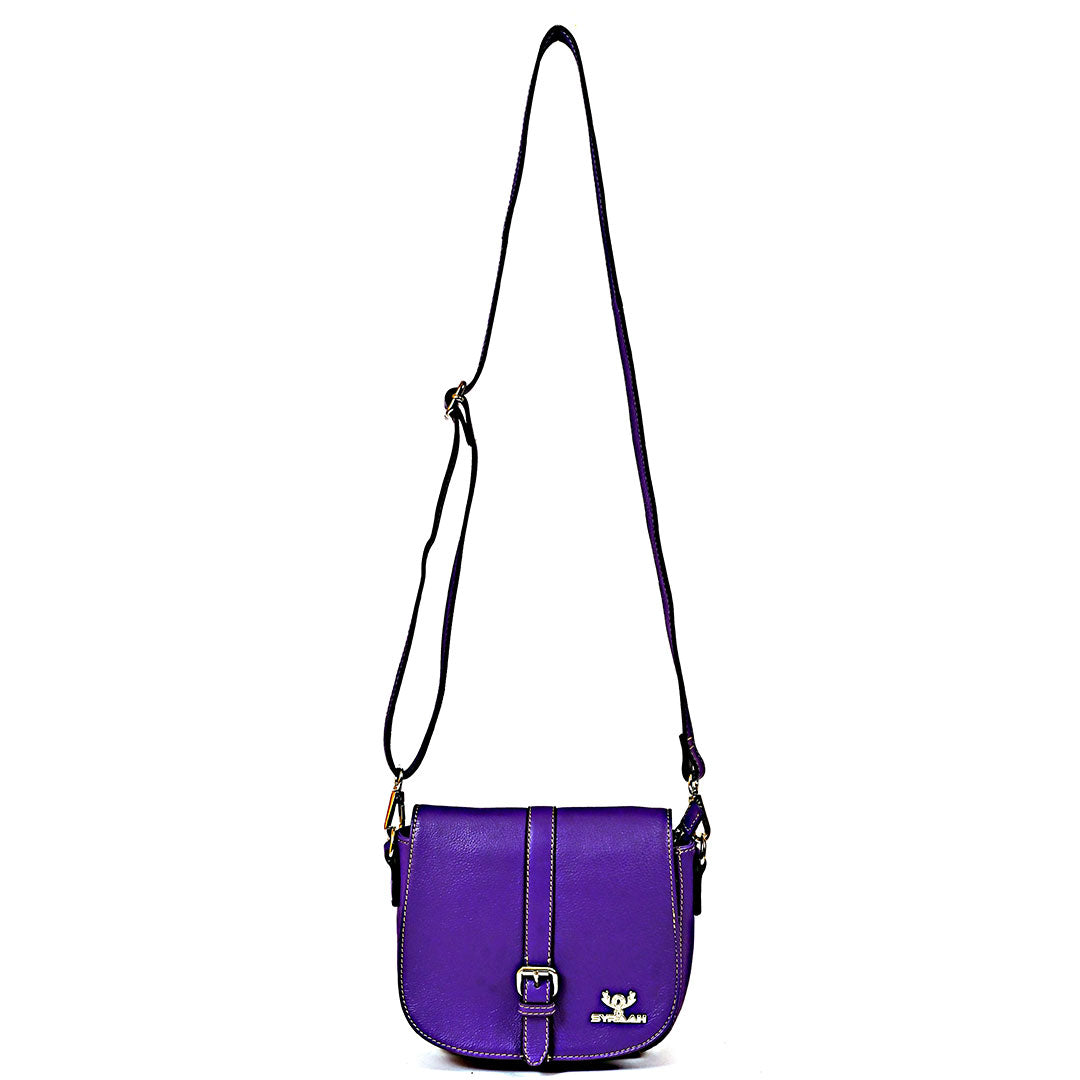Syraah Royel Purple Premium Leather Compact Crossbody Bag