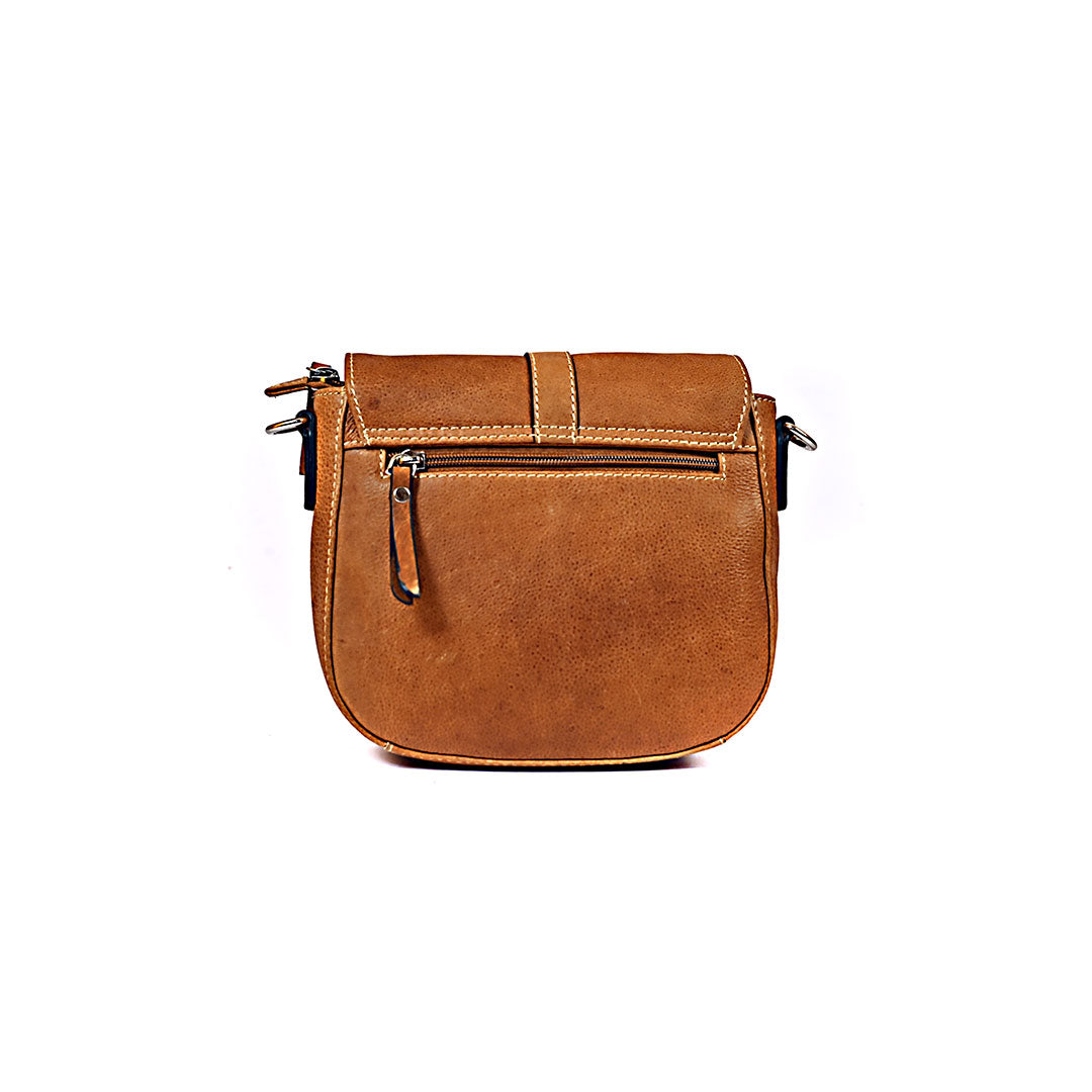 Syraah Compact Crossbody Tote Bag - Tan Premium Leather