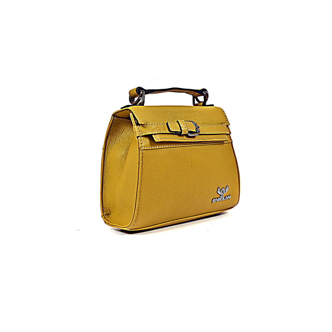 Syraah Compact Leather Handbag - Yellow Premium Stylish Crossbody