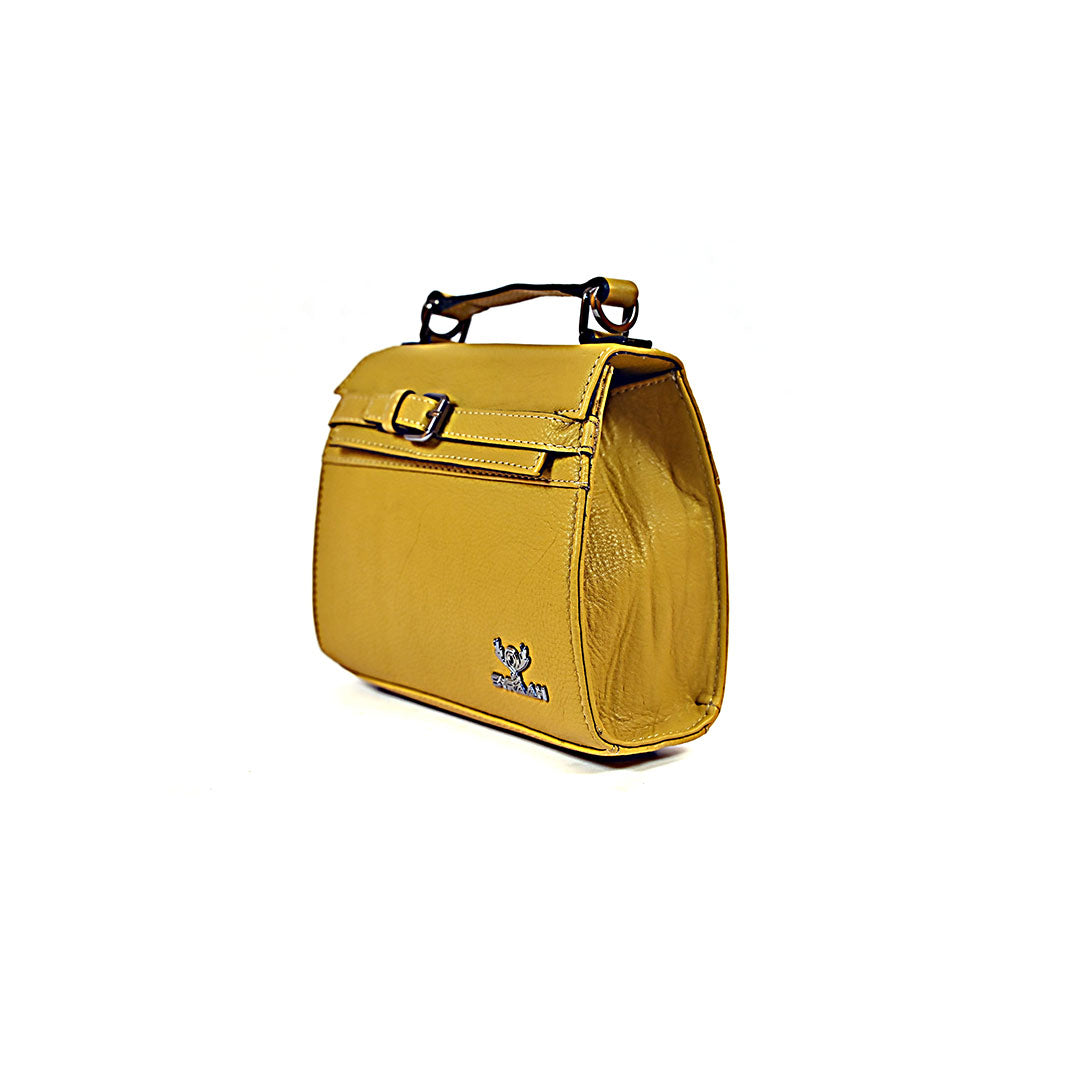 Syraah Compact Leather Handbag - Yellow Premium Stylish Crossbody
