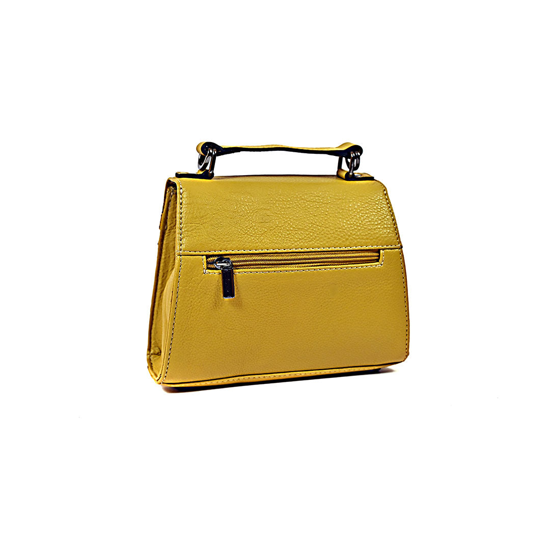 Syraah Compact Leather Handbag - Yellow Premium Stylish Crossbody