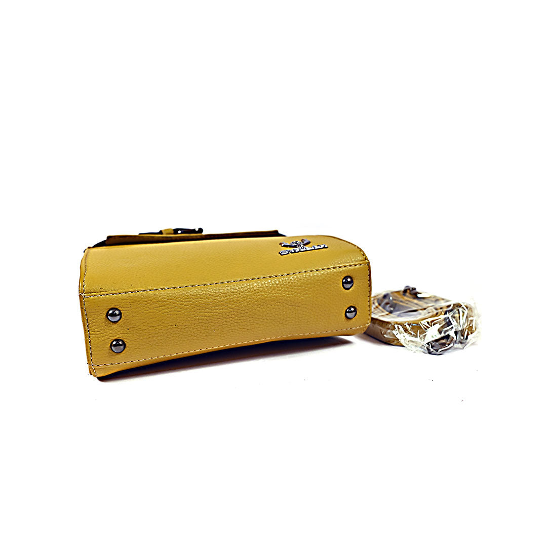 Syraah Compact Leather Handbag - Yellow Premium Stylish Crossbody