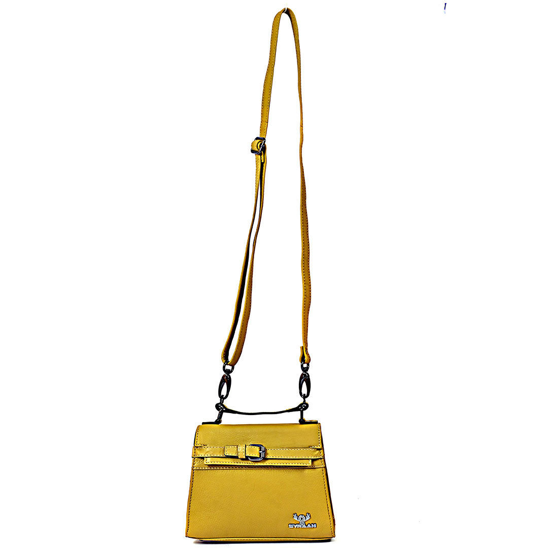 Syraah Compact Leather Handbag - Yellow Premium Stylish Crossbody