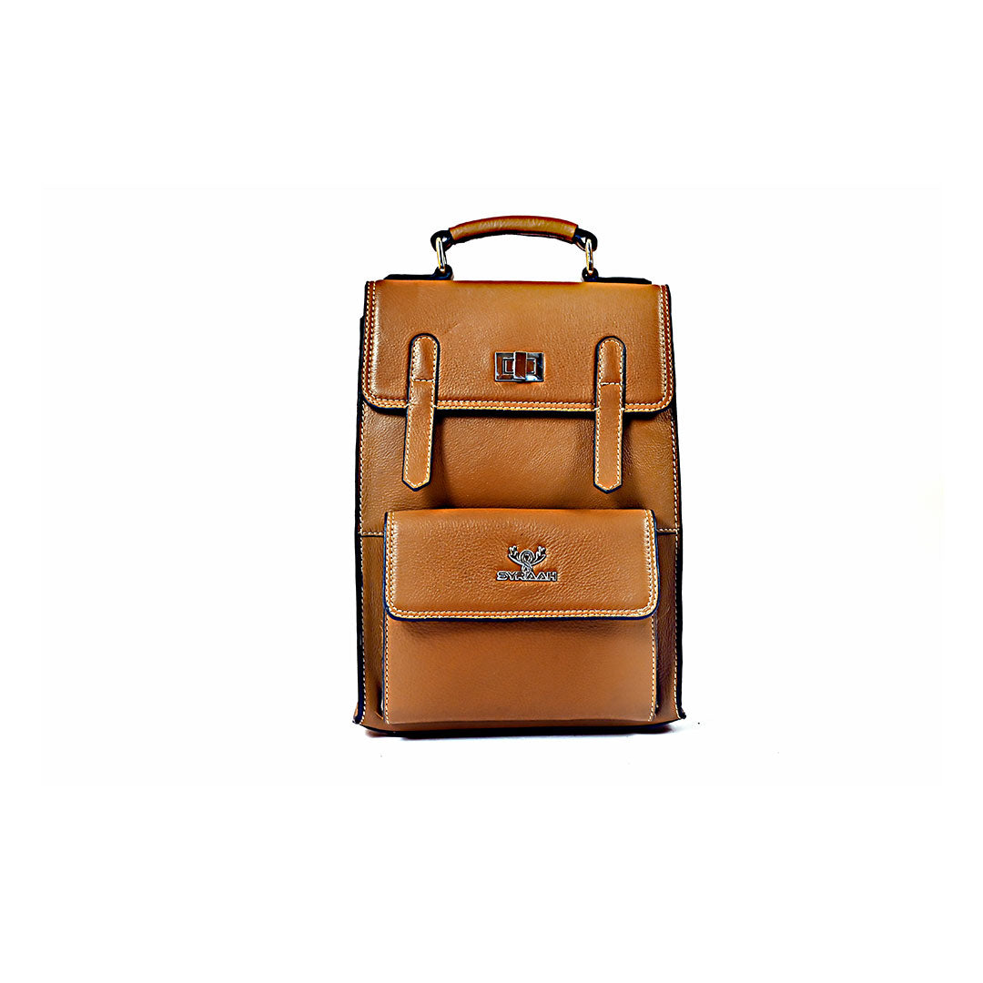 Syraah Orange Leather Backpack Collection - Premium Stylish Design