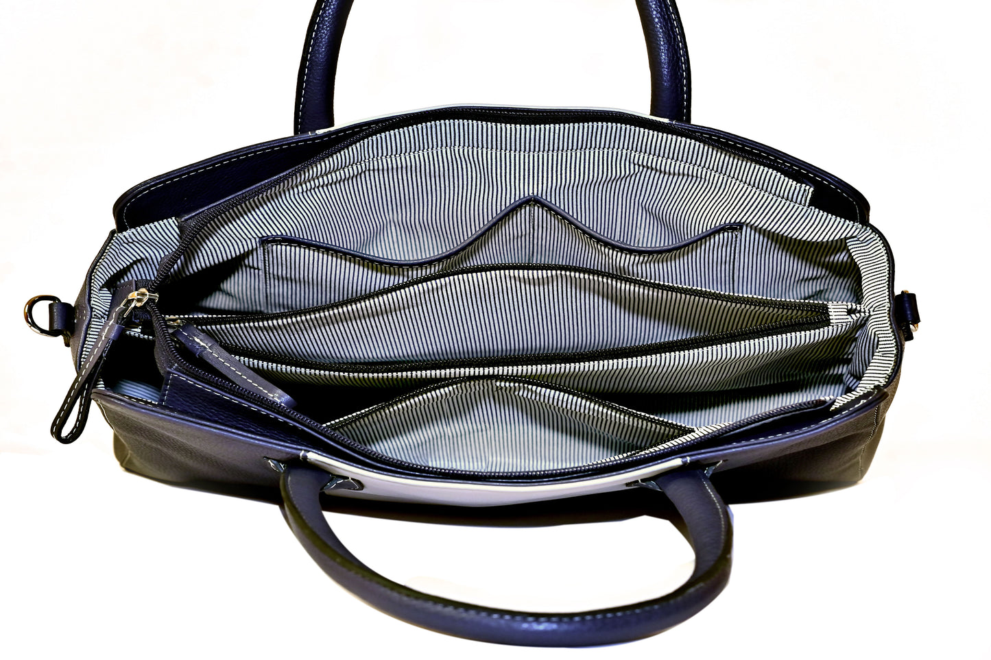 Syraah Pastel Elegance - White & Black Premium Leather Handbag