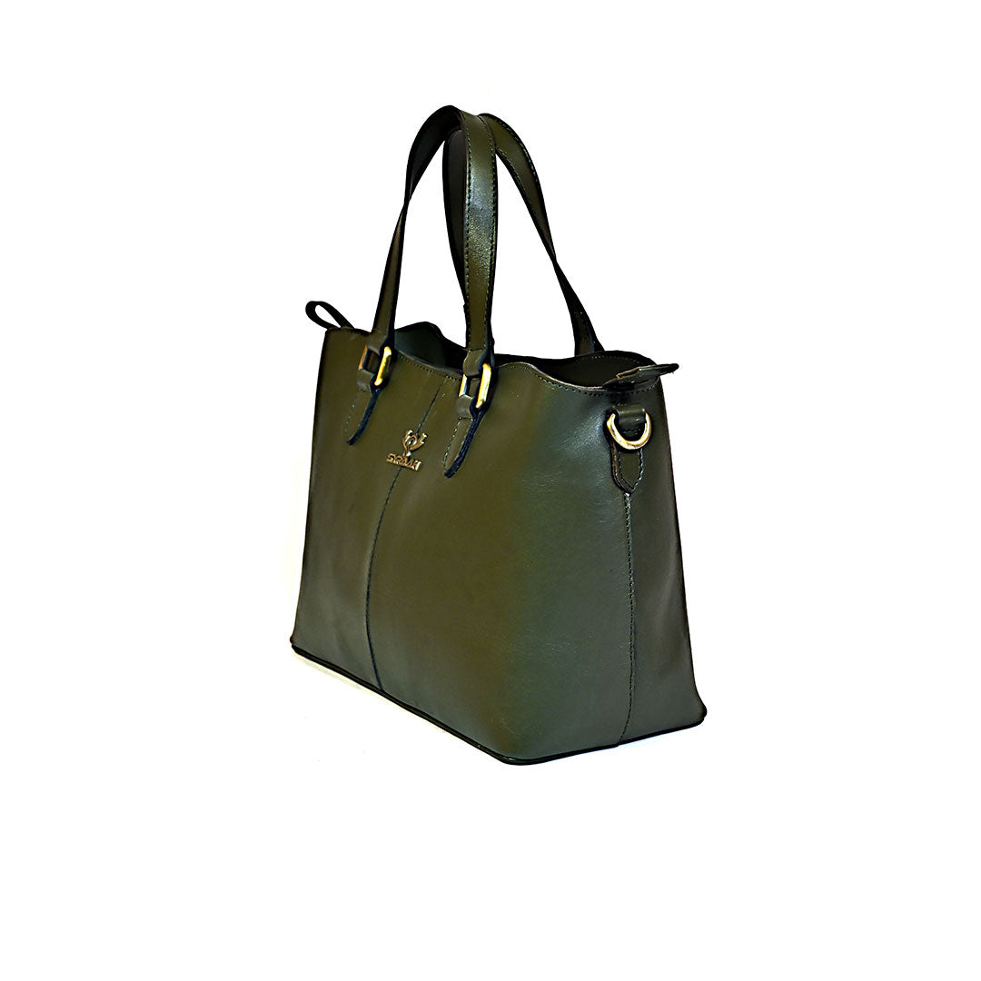Syraah Elegant Duo - Dark Green Premium Leather Handbag