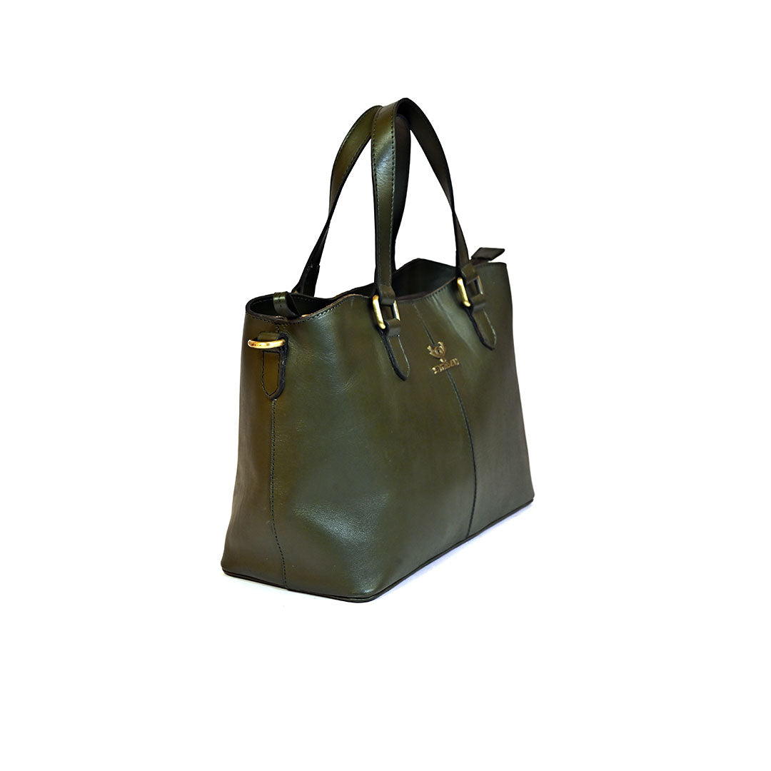 Syraah Elegant Duo - Dark Green Premium Leather Handbag