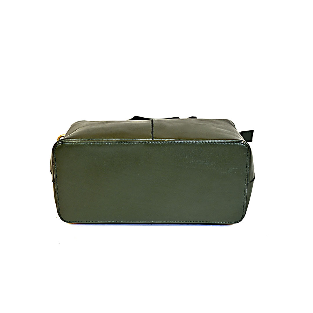 Syraah Elegant Duo - Dark Green Premium Leather Handbag