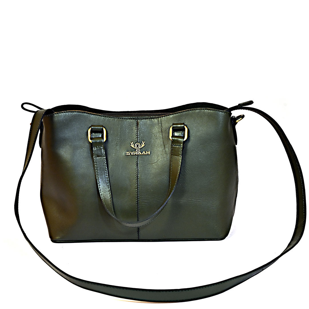 Syraah Elegant Duo - Dark Green Premium Leather Handbag