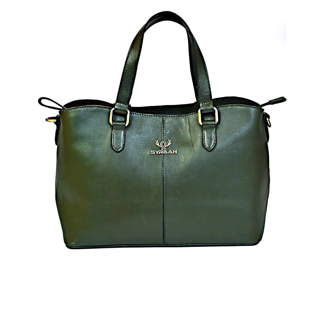 Syraah Elegant Duo - Dark Green Premium Leather Handbag