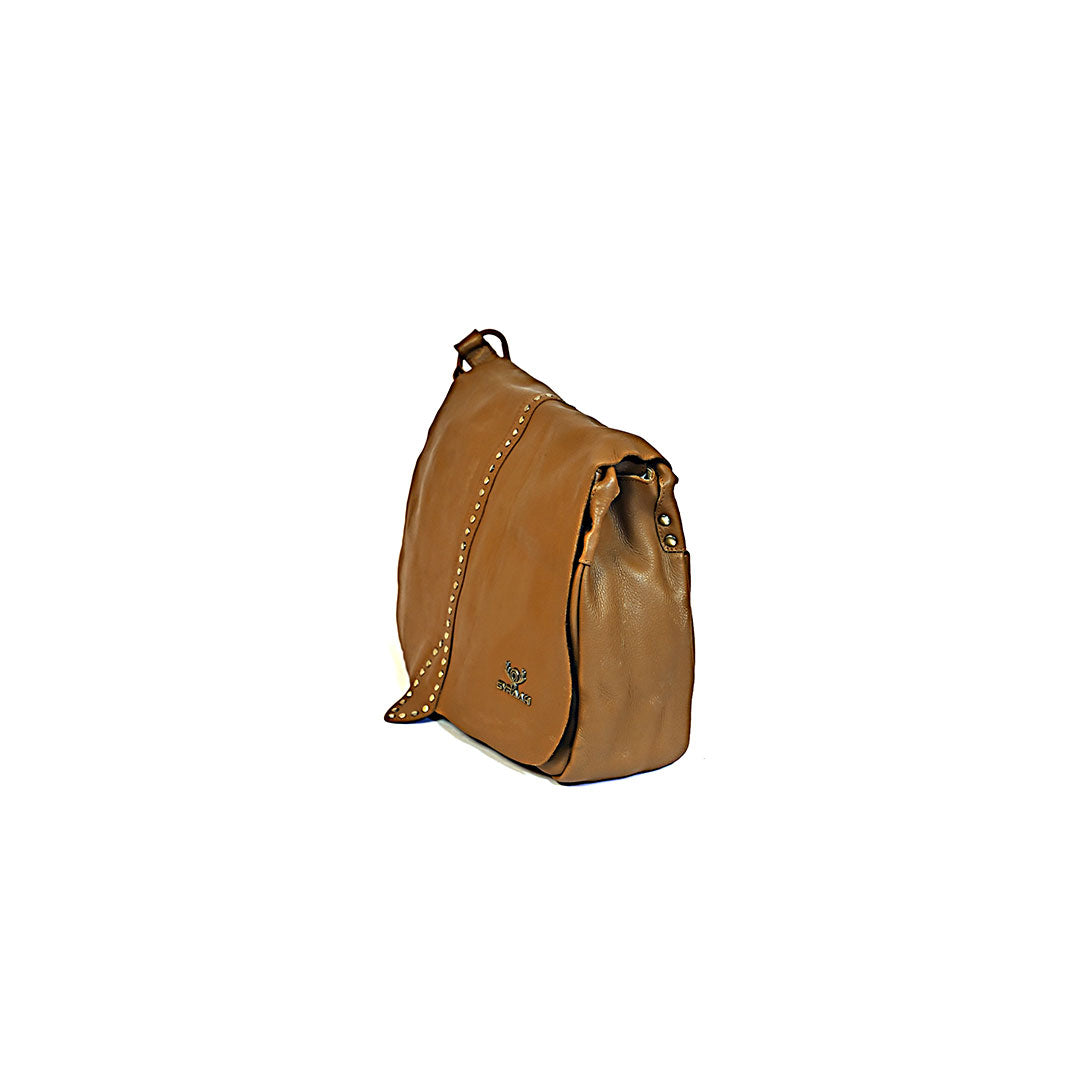 Syraah Brown Full-Grain Leather Handbag - Premium Compact Design
