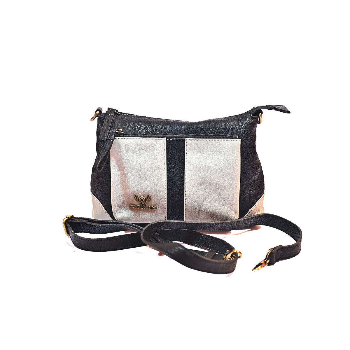 Syraah Dual-Tone Sling Bag - Navy Blue & Ash Premium Leather Bag