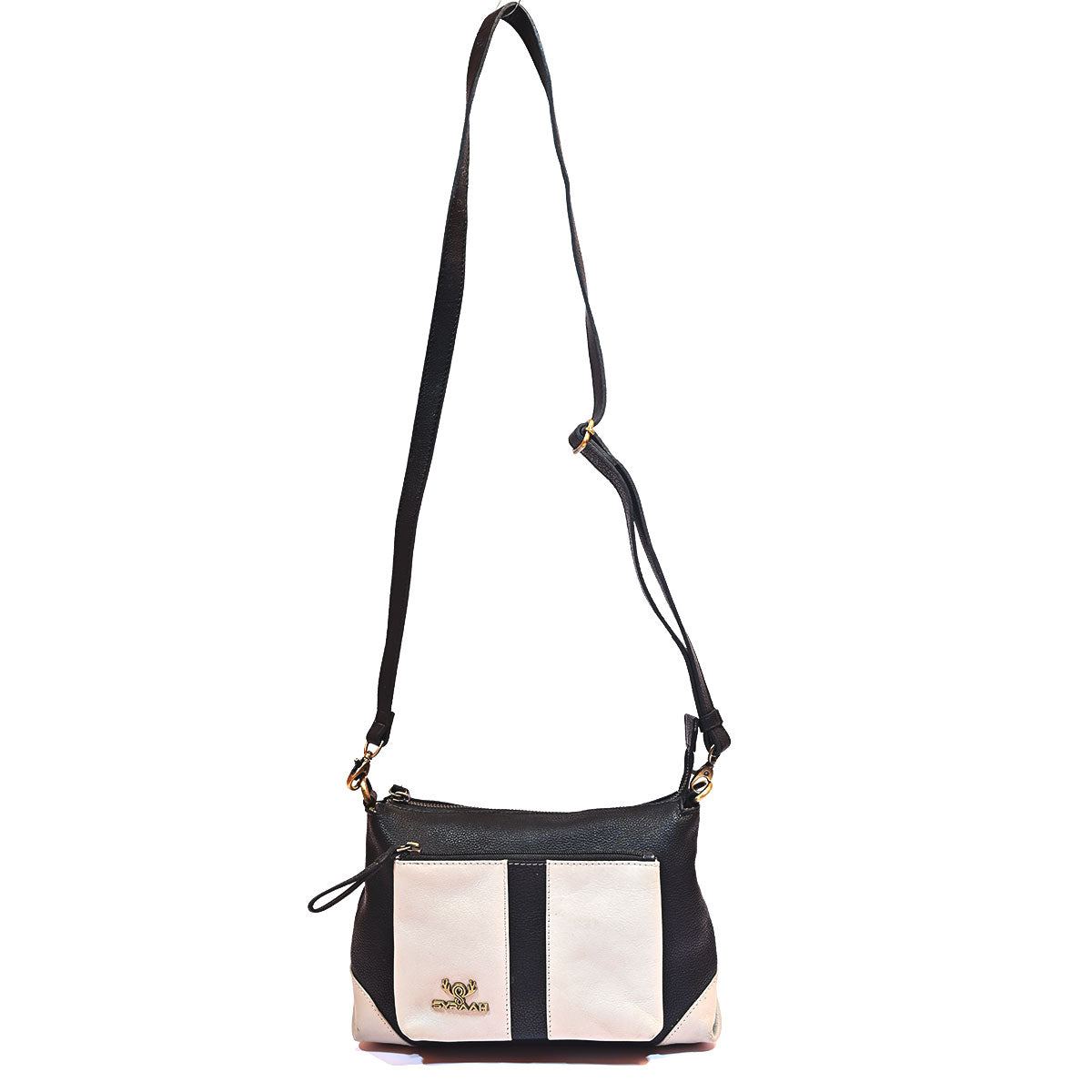 Syraah Dual-Tone Sling Bag - Navy Blue & Ash Premium Leather Bag