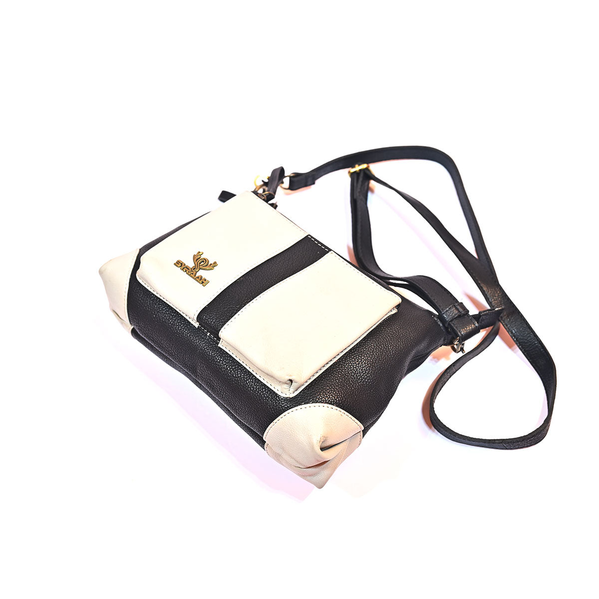Syraah Dual-Tone Sling Bag - Navy Blue & Ash Premium Leather Bag