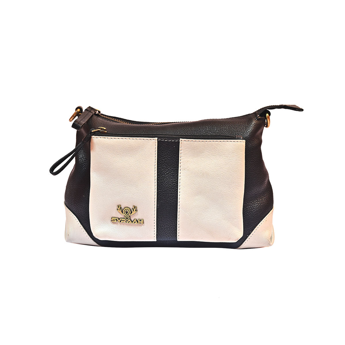 Syraah Dual-Tone Sling Bag - Navy Blue & Ash Premium Leather Bag