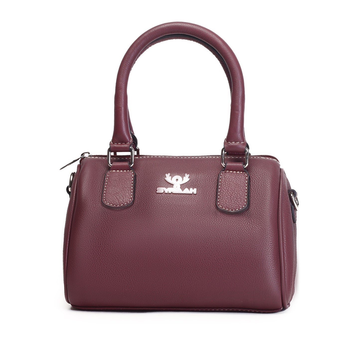 Syraah Luxe Barrel Bag - Black Premium Leather Handbag