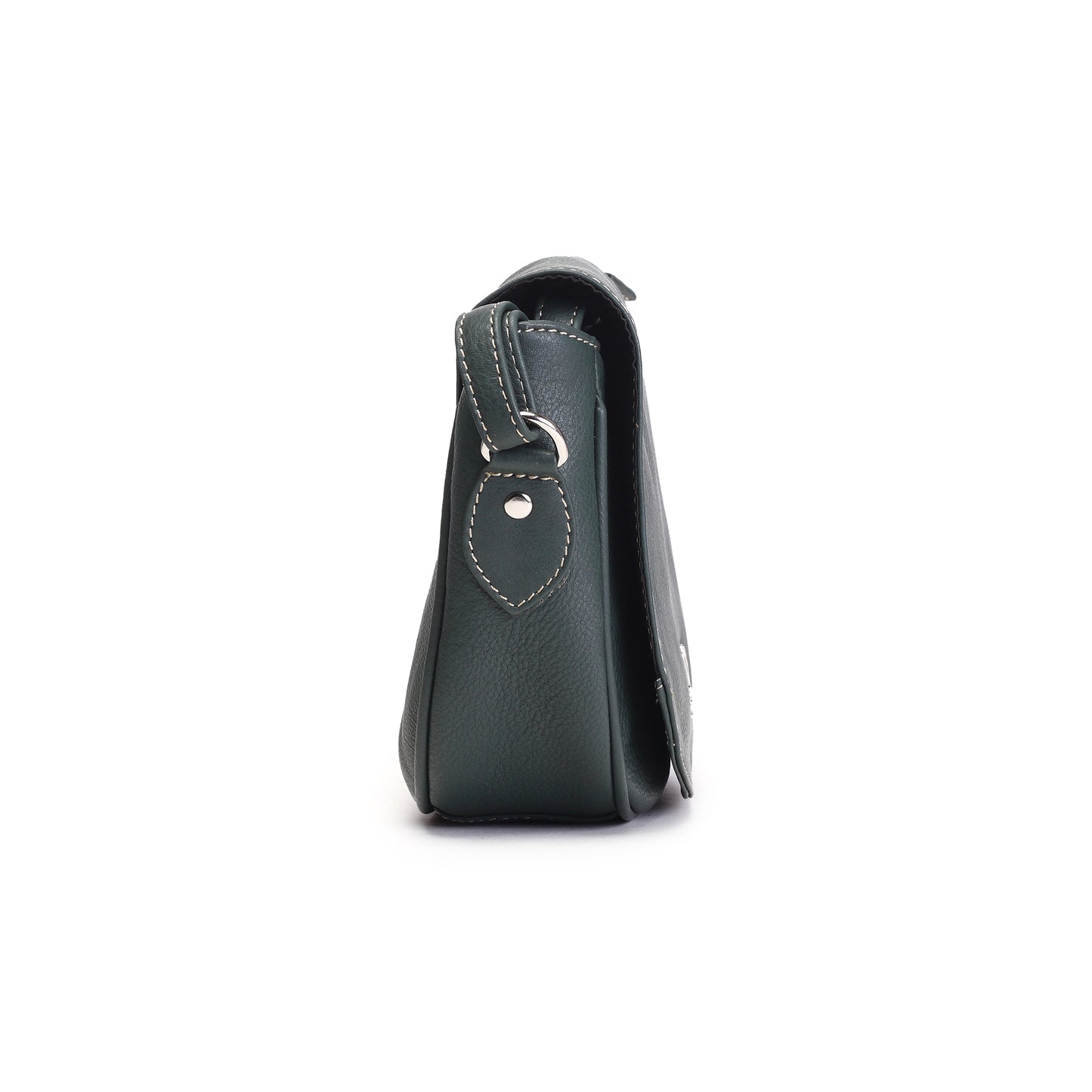 Syraah Bottle Green Full-Grain Leather Saddle Crossbody Bag