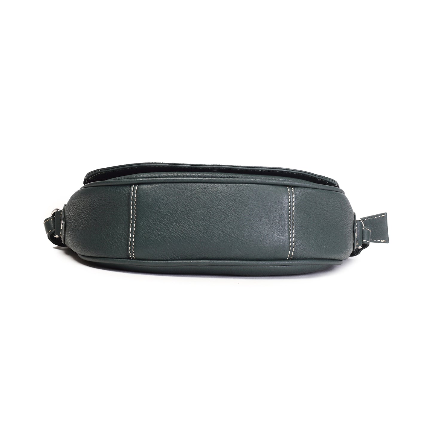 Syraah Bottle Green Full-Grain Leather Saddle Crossbody Bag