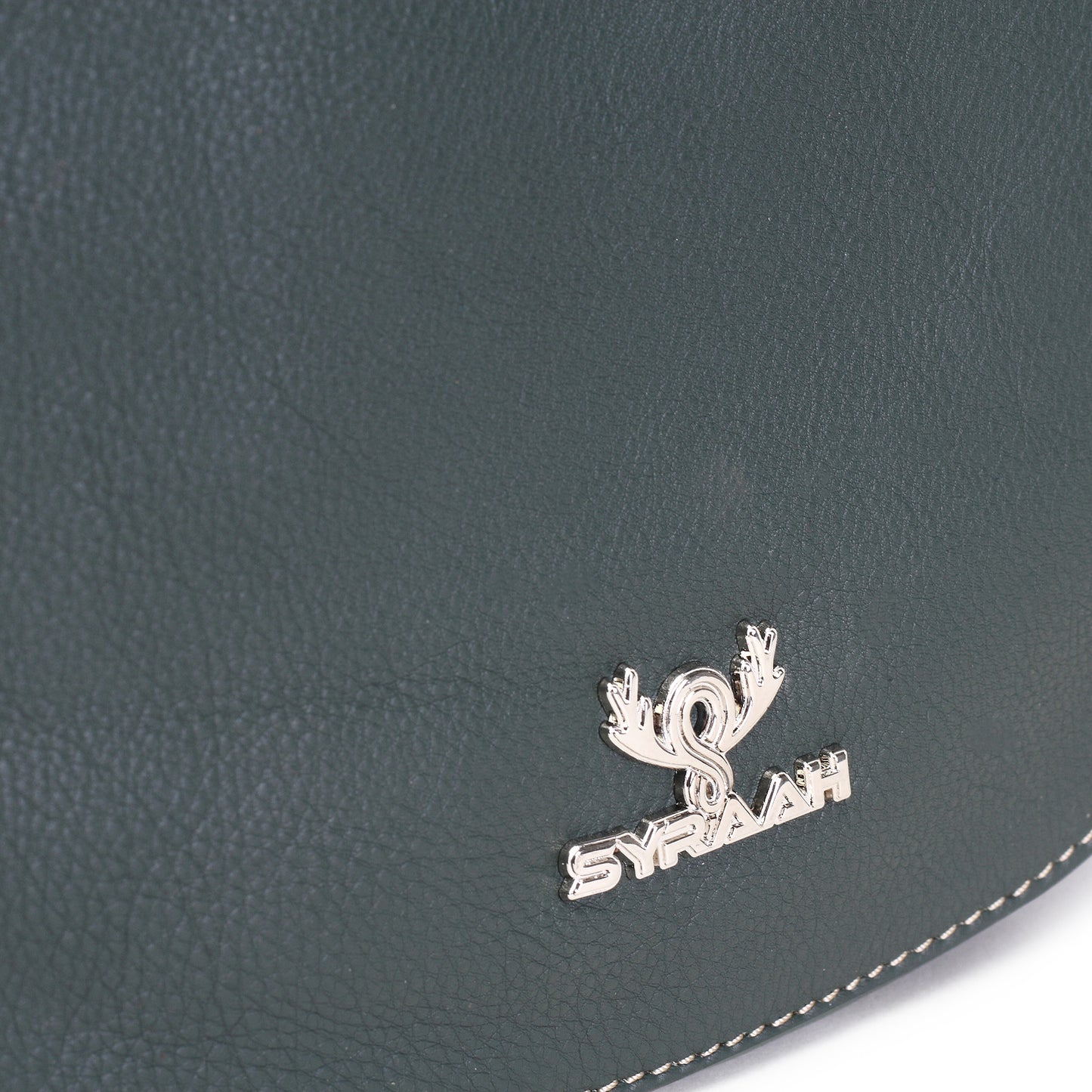 Syraah Bottle Green Full-Grain Leather Saddle Crossbody Bag