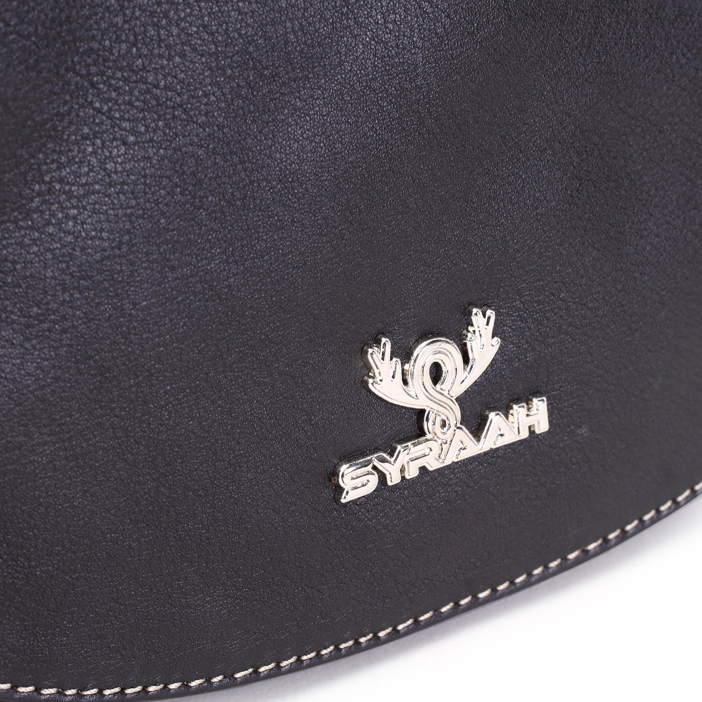 Syraah Black Full-Grain Leather Saddle Crossbody Bag
