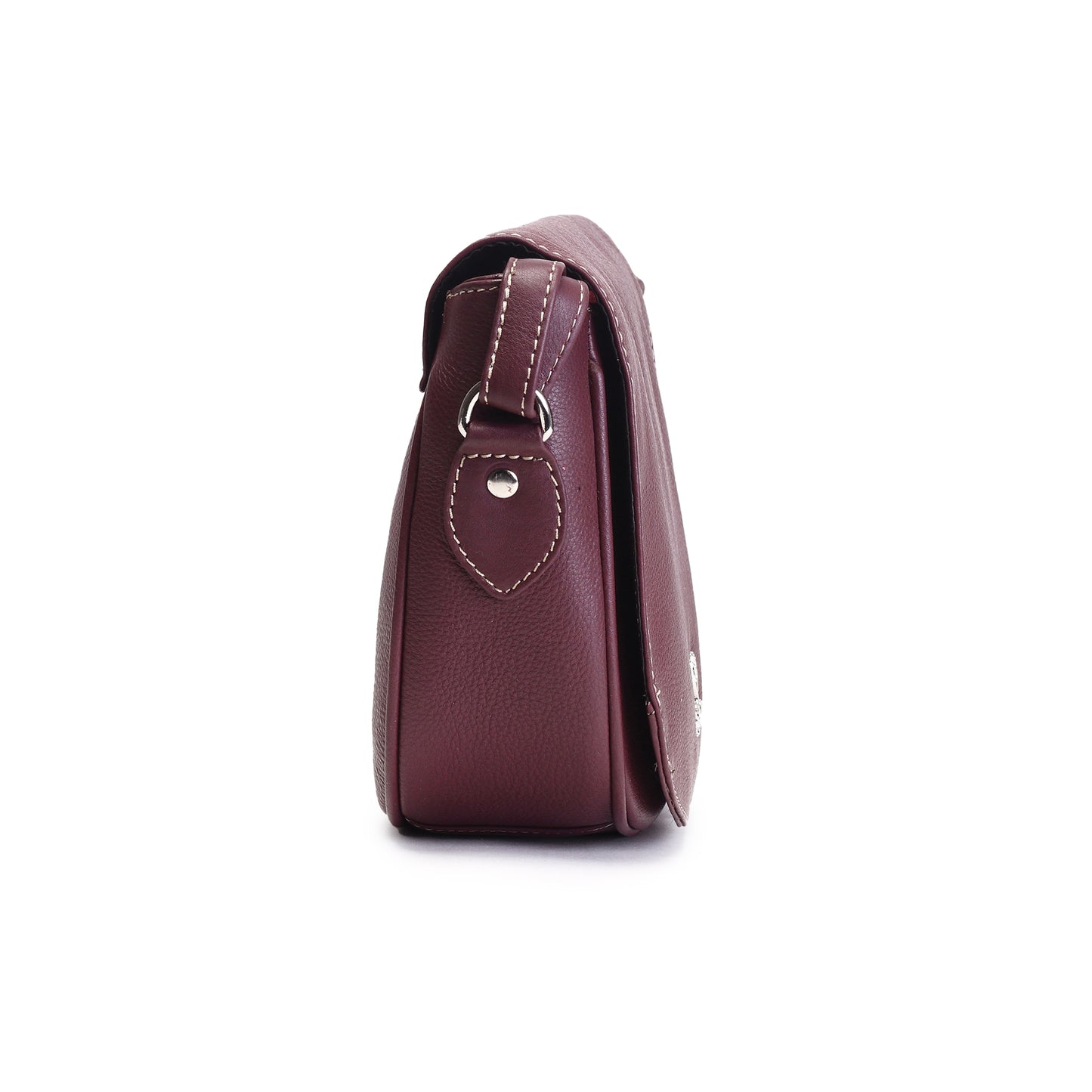 Syraah Maroon Full-Grain Leather Saddle Crossbody Bag