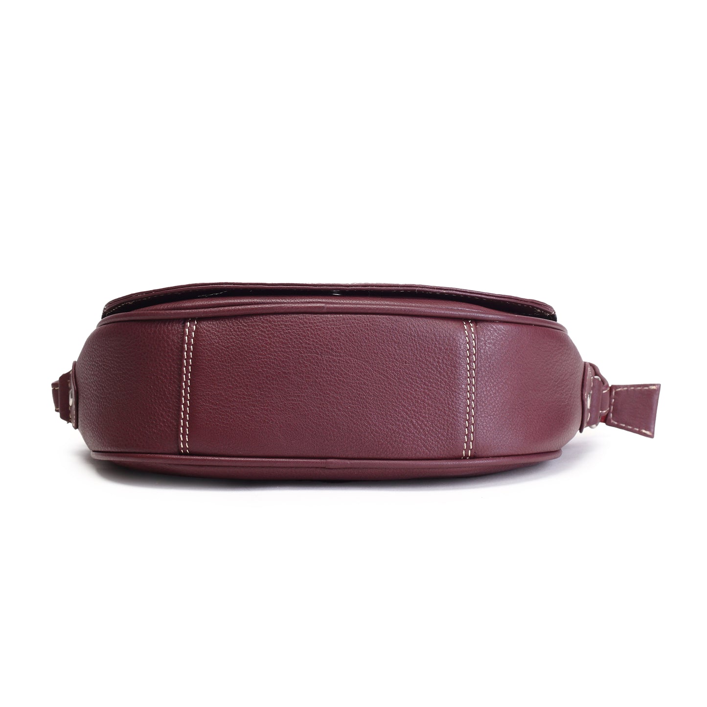 Syraah Maroon Full-Grain Leather Saddle Crossbody Bag