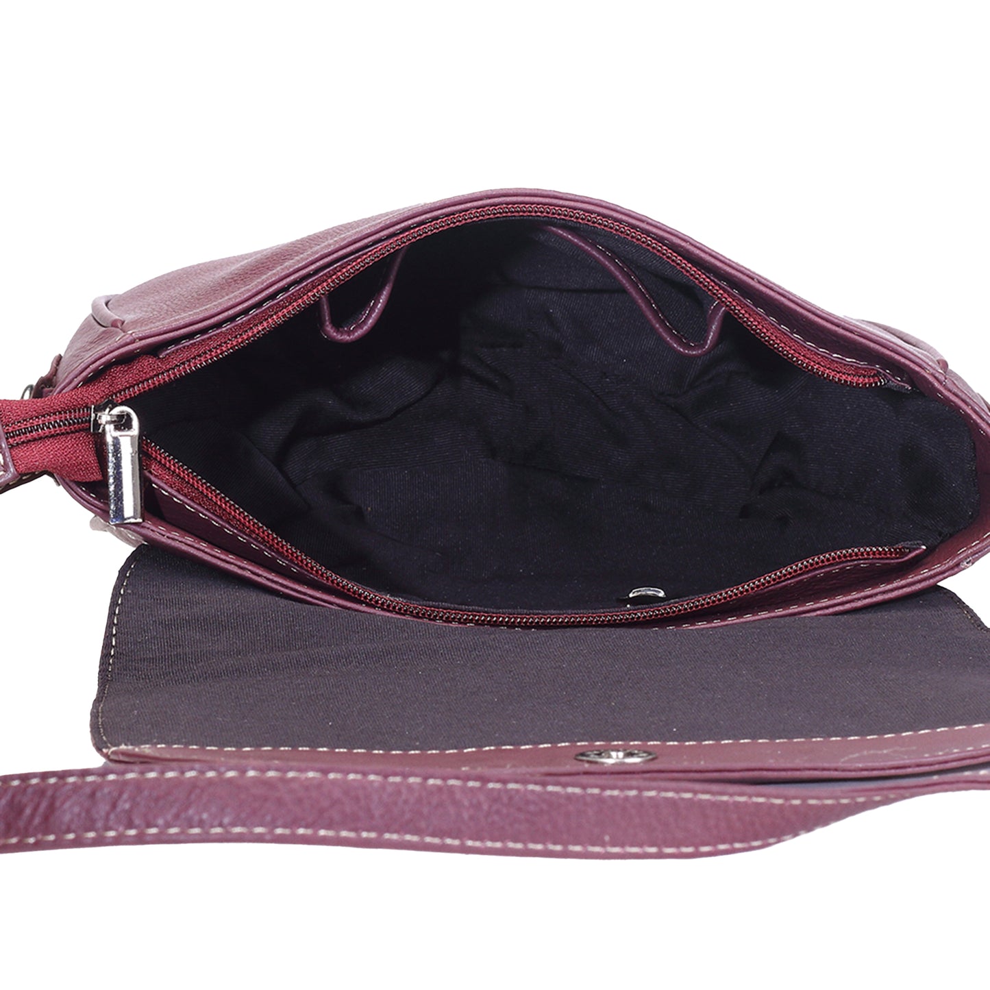 Syraah Maroon Full-Grain Leather Saddle Crossbody Bag