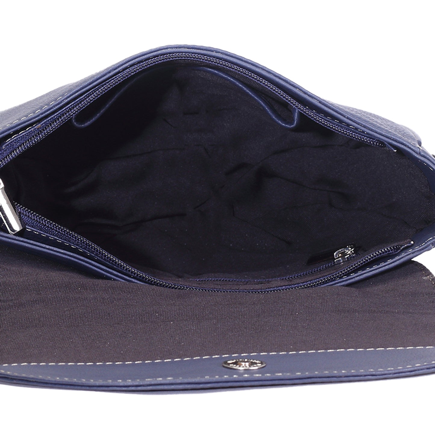 Syraah Navy Blue Full-Grain Leather Saddle Crossbody Bag