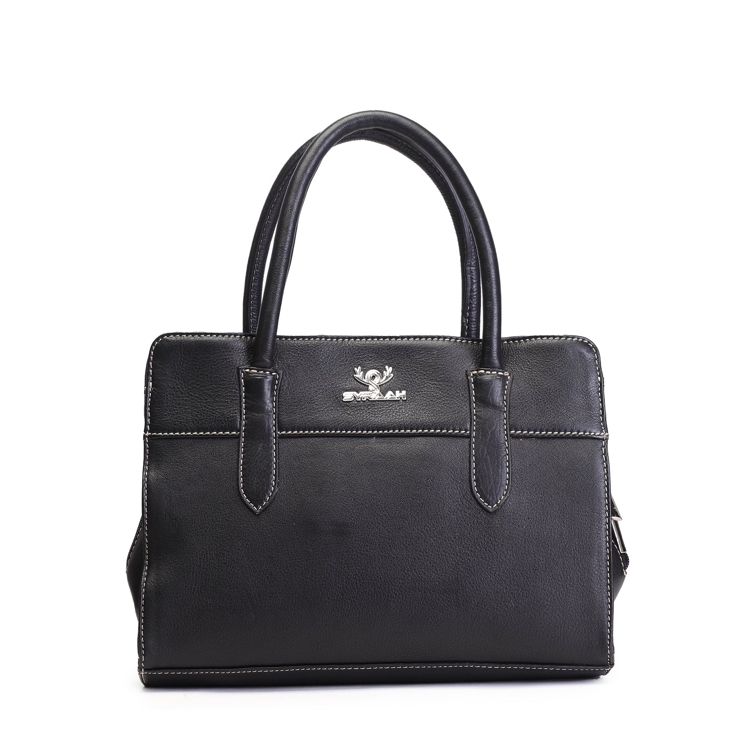 Syraah Black Full-Grain Leather Executive Handbag