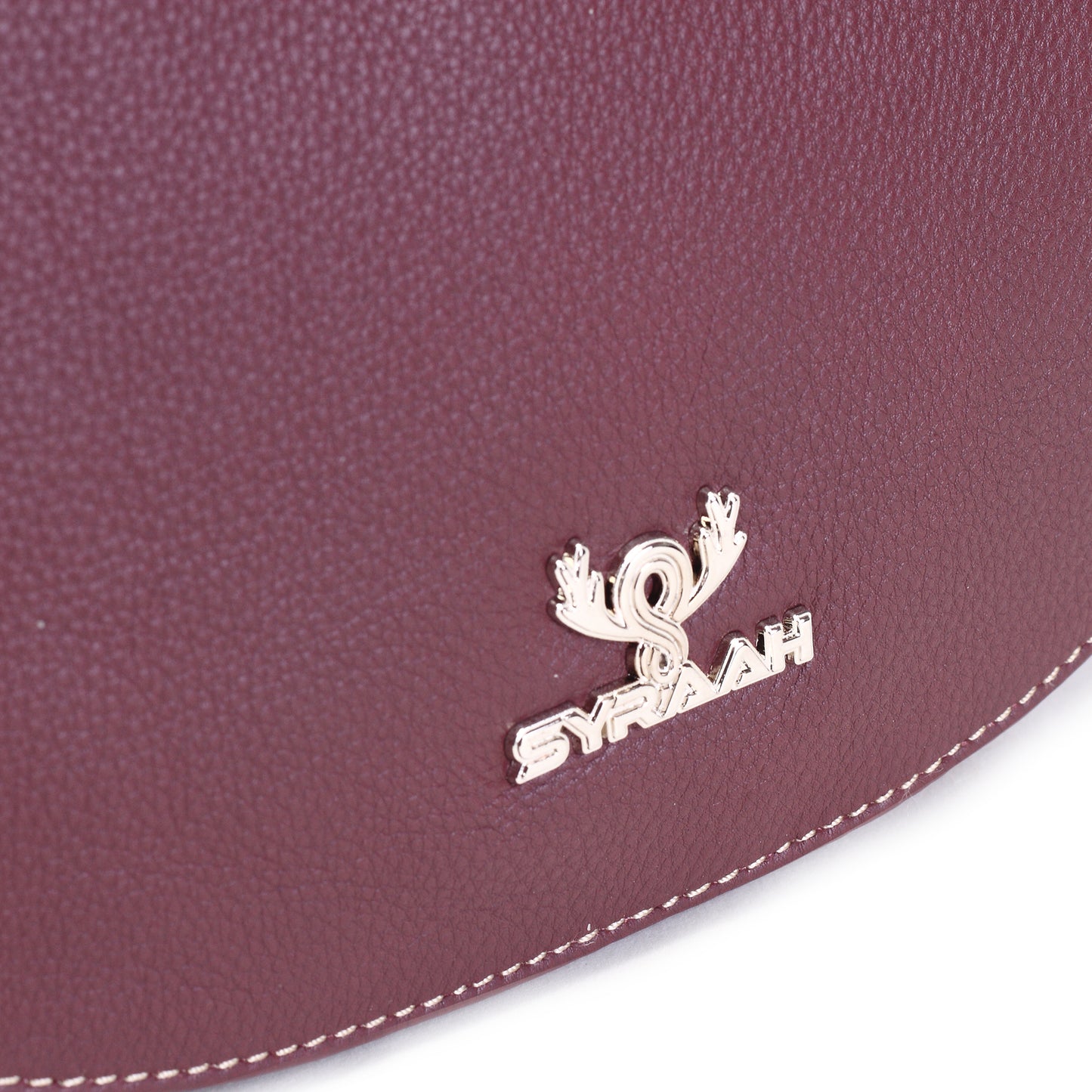 Syraah Maroon Full-Grain Leather Saddle Crossbody Bag