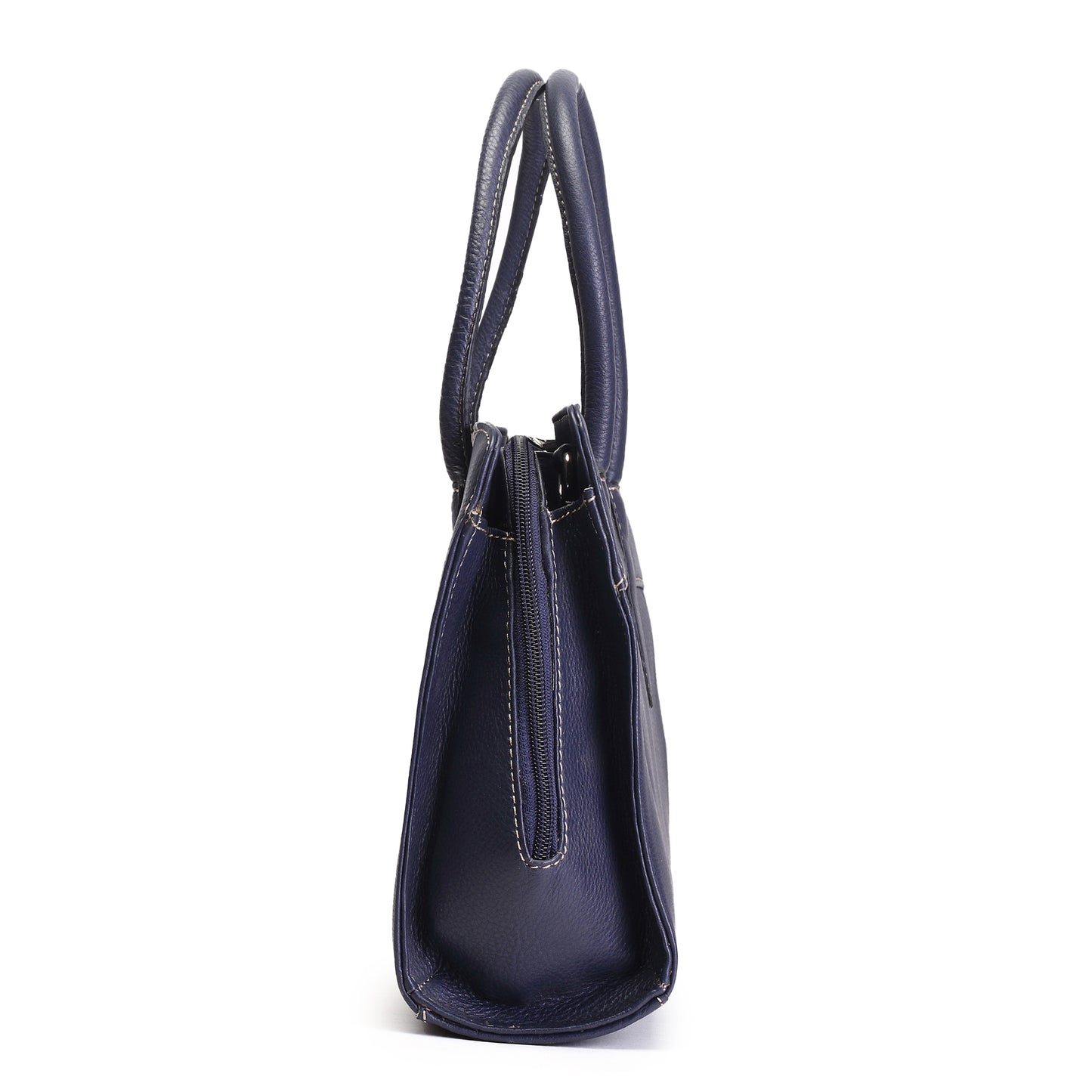 Syraah Navy Blue Full-Grain Leather Executive Handbag