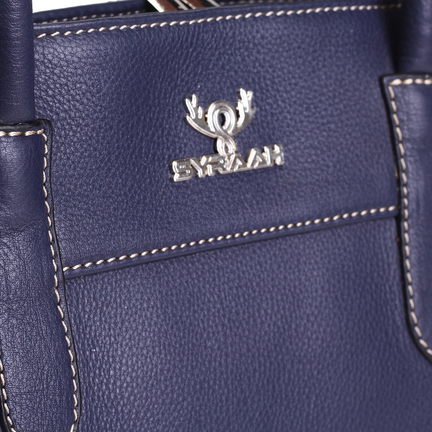Syraah Navy Blue Full-Grain Leather Executive Handbag