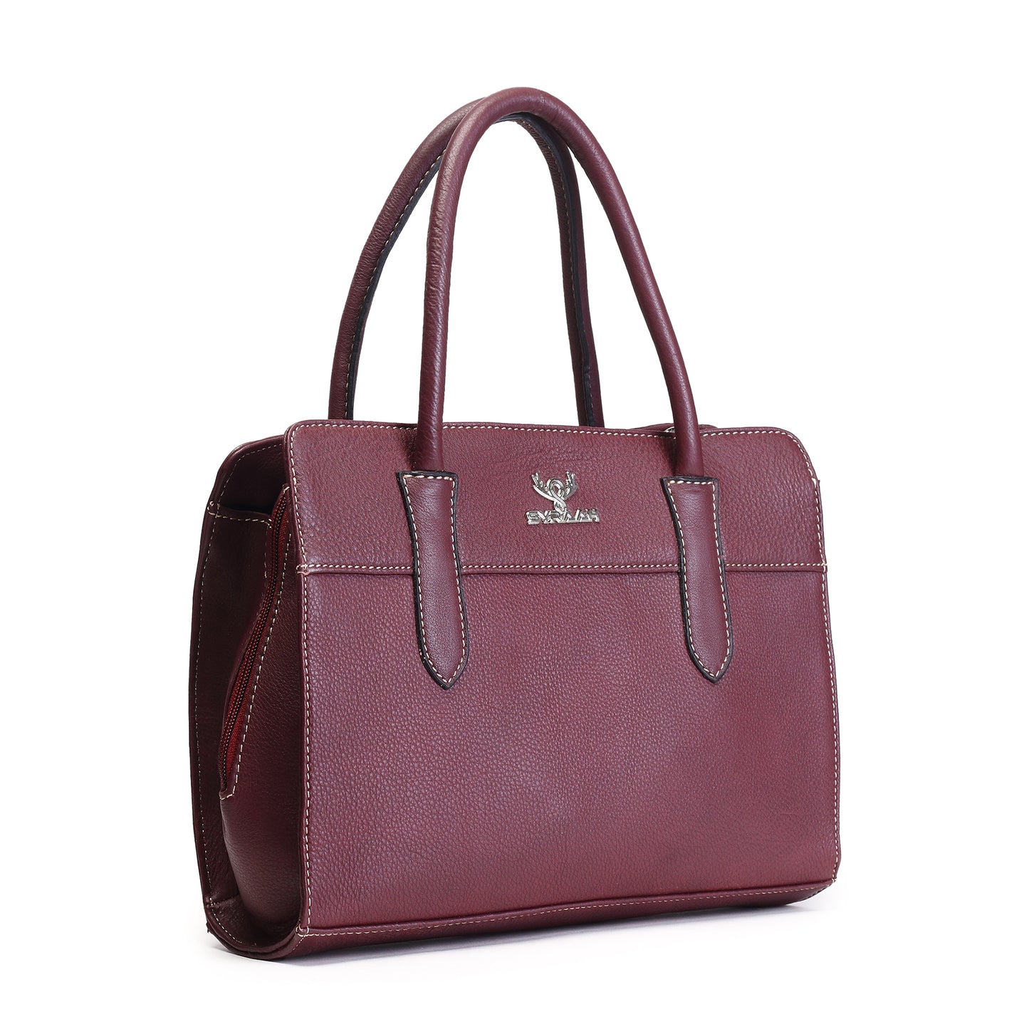 Syraah Maroon Full-Grain Leather Executive Handbag