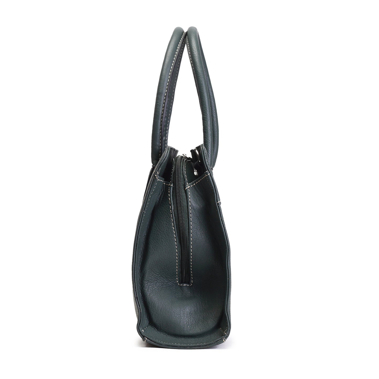 Syraah Bottle Green Full-Grain Leather Executive Handbag