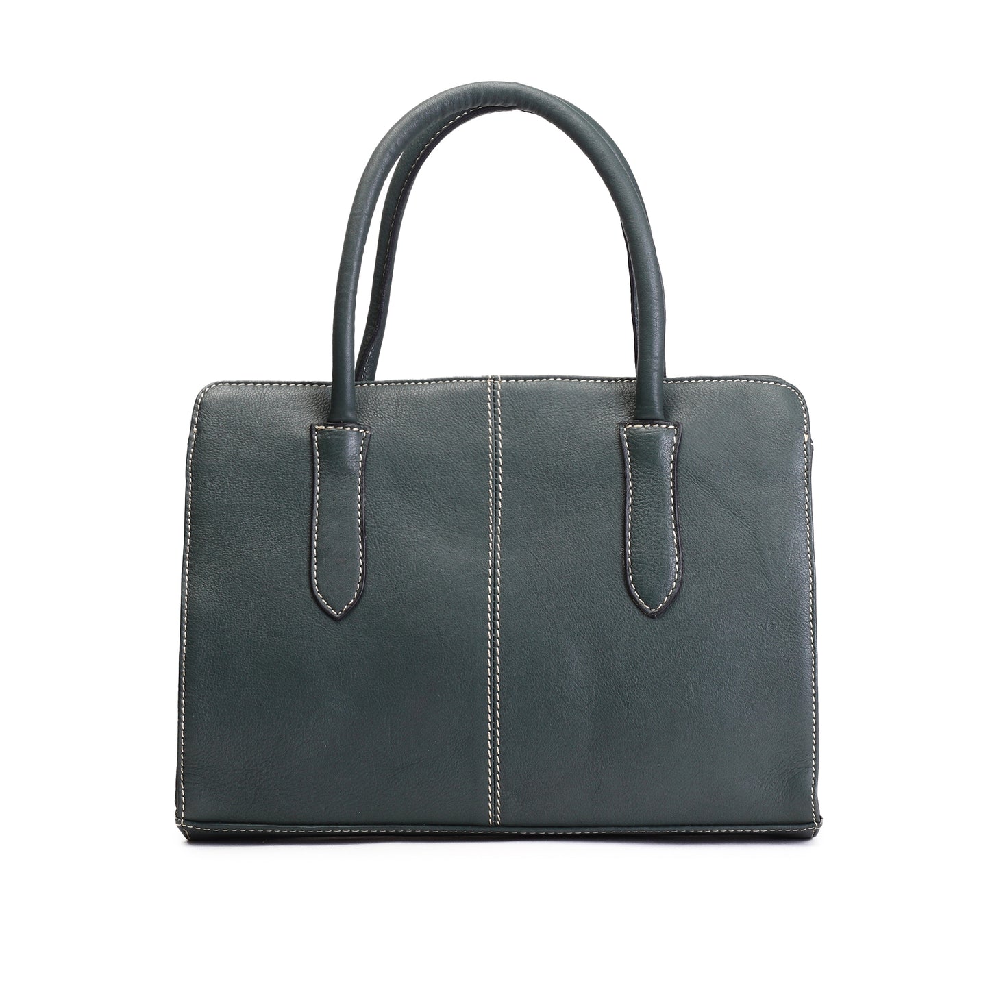 Syraah Bottle Green Full-Grain Leather Executive Handbag