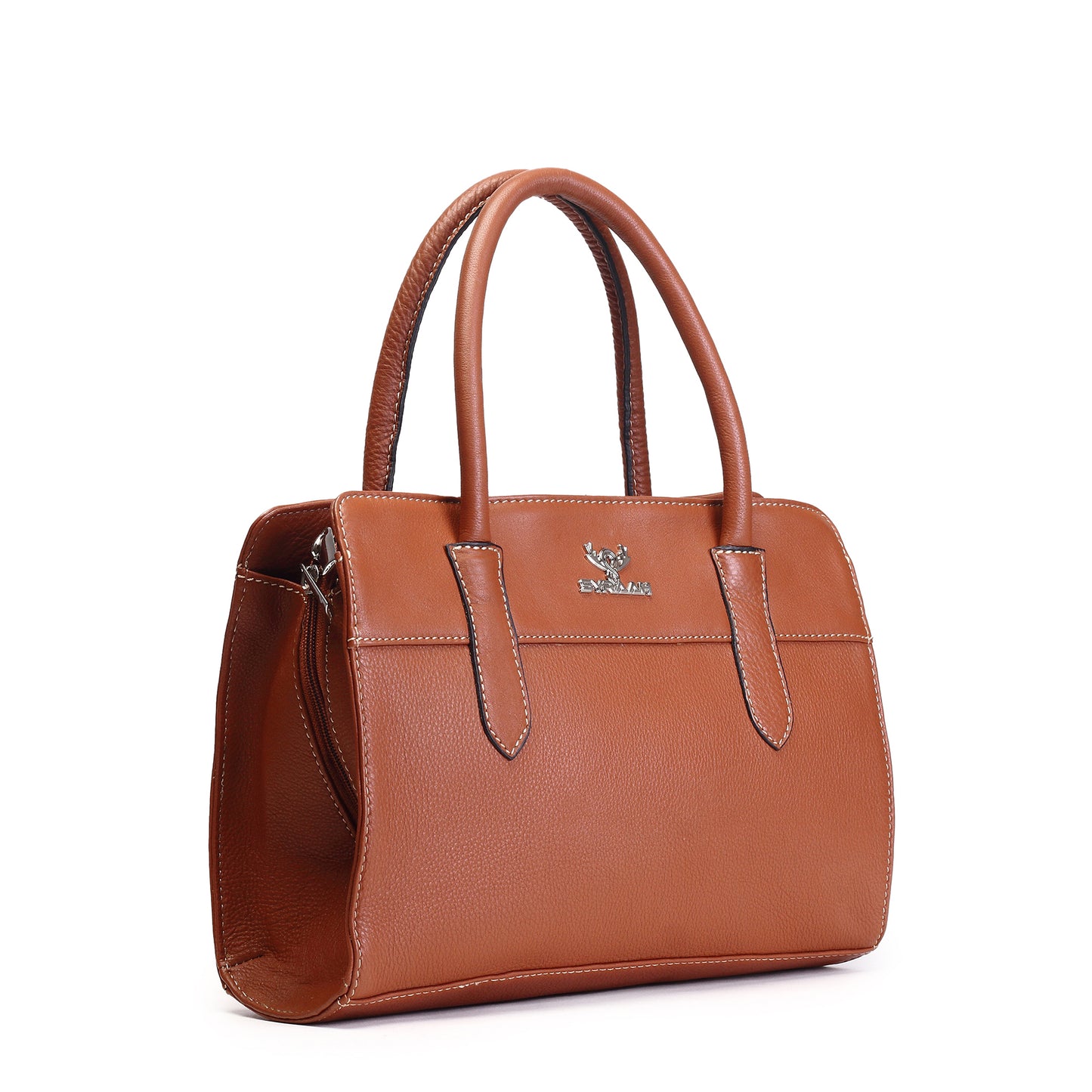 Syraah Tan Full-Grain Leather Executive Handbag