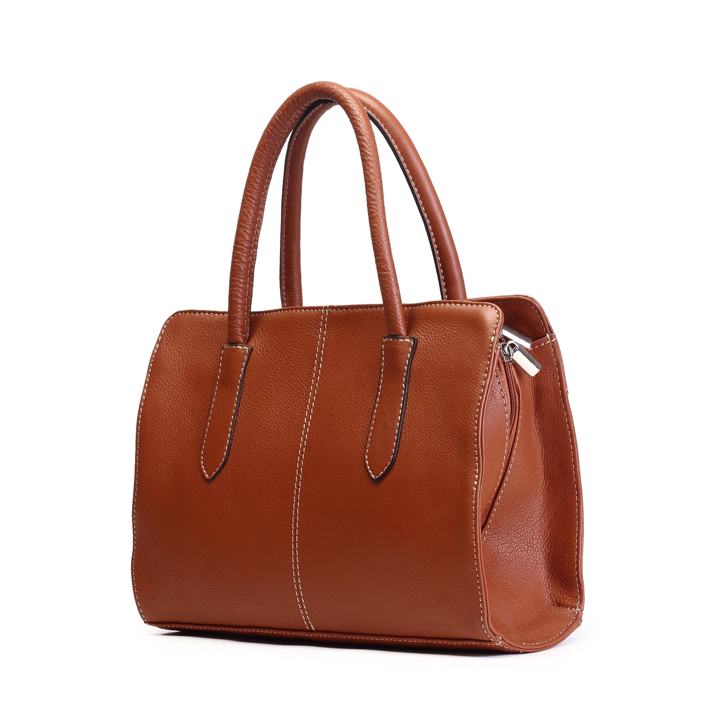 Syraah Tan Full-Grain Leather Executive Handbag