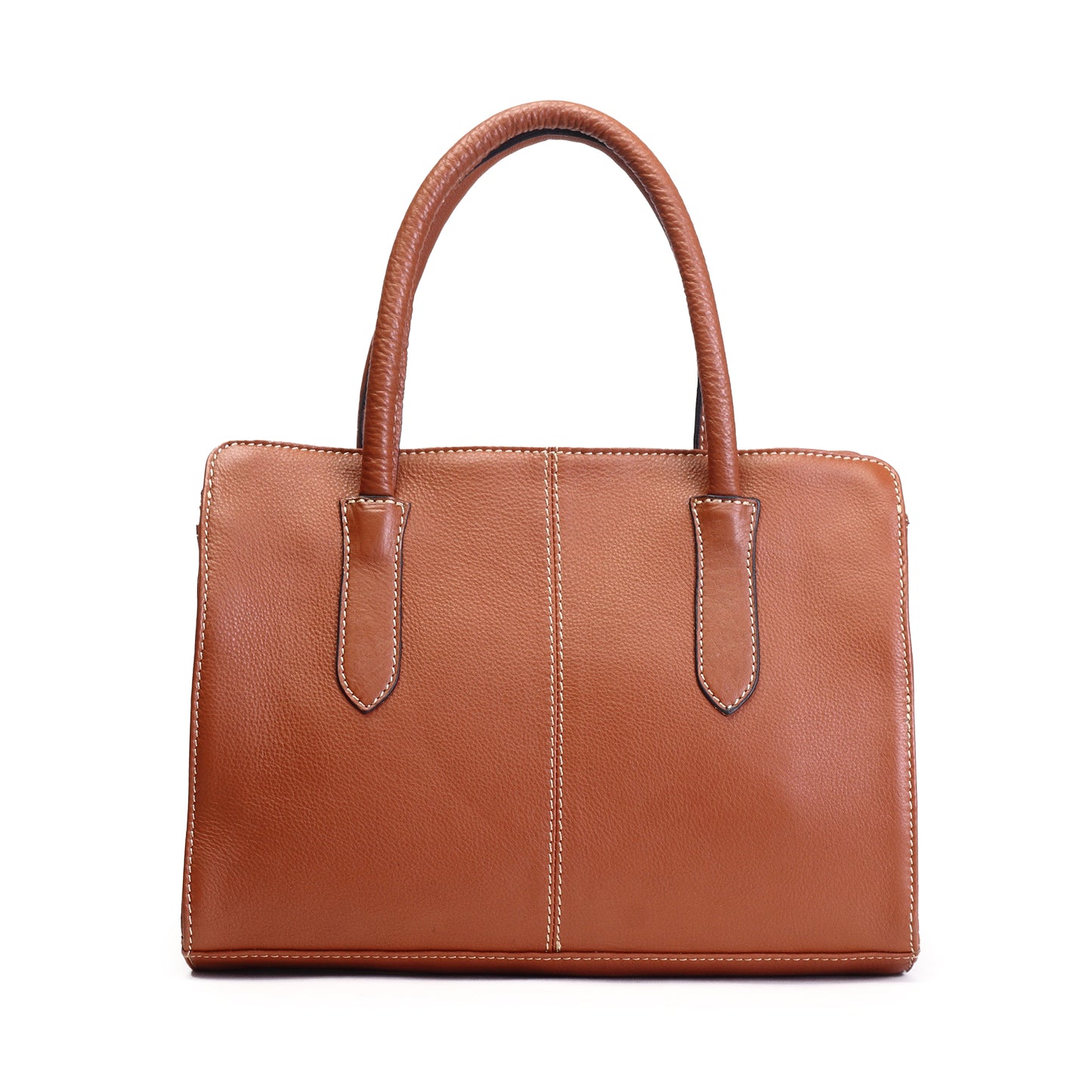Syraah Tan Full-Grain Leather Executive Handbag