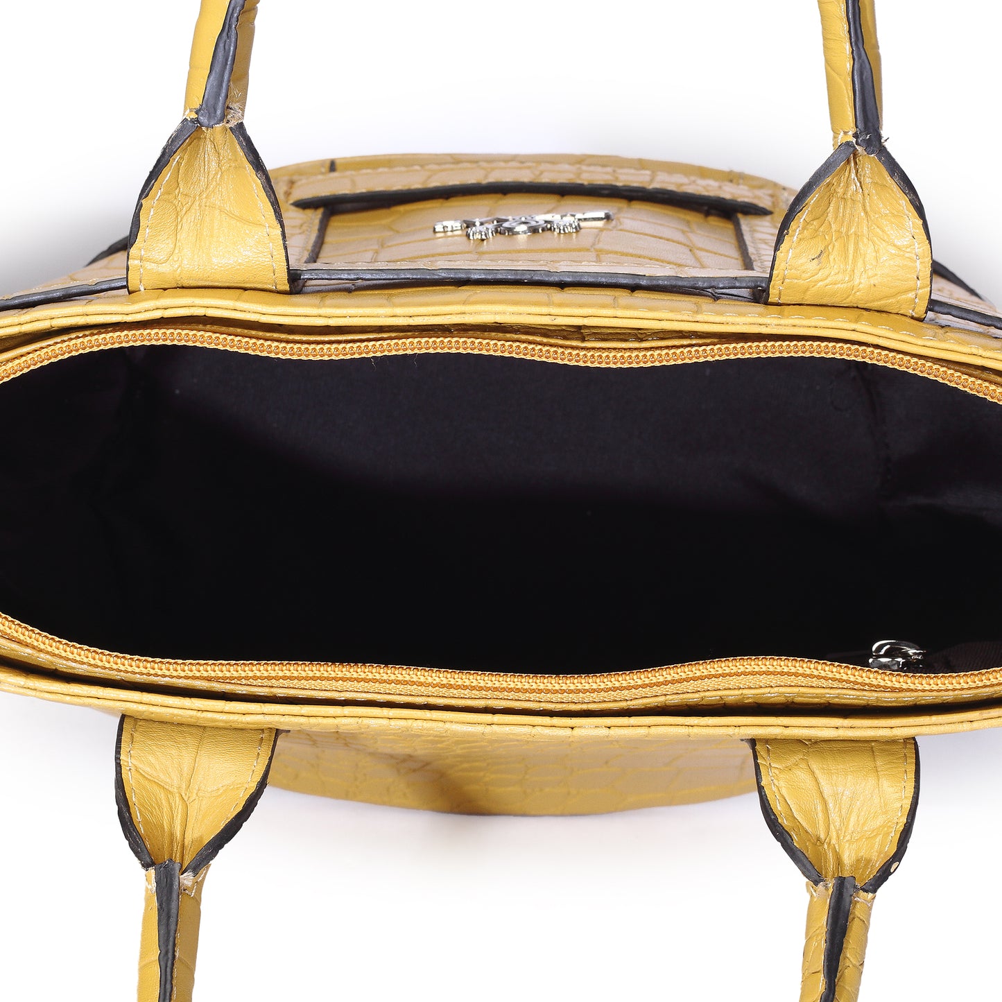 Syraah Yellow Croco-Print Premium Full-Grain Leather Tote Bag