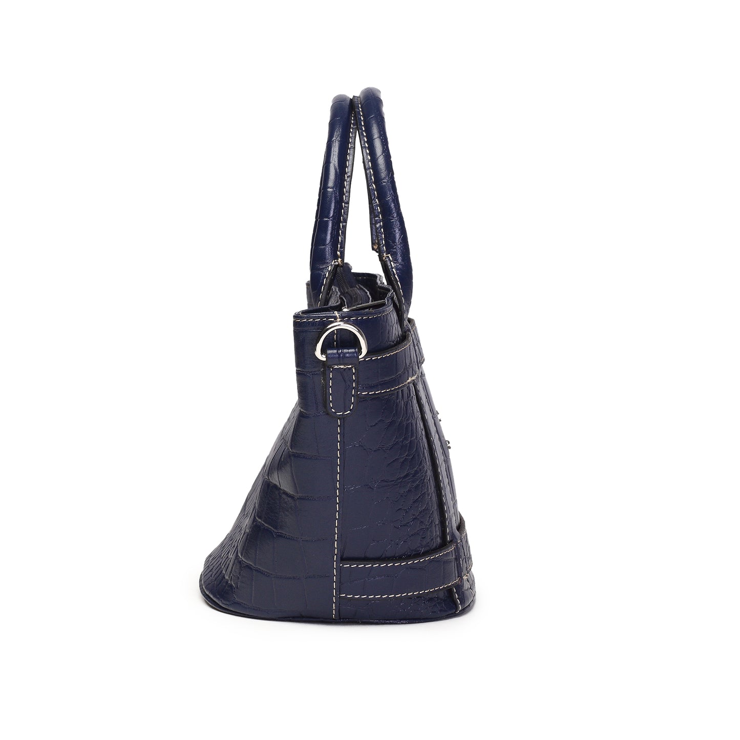 Syraah Blue Croco-Print Premium Full-Grain Leather Tote Bag