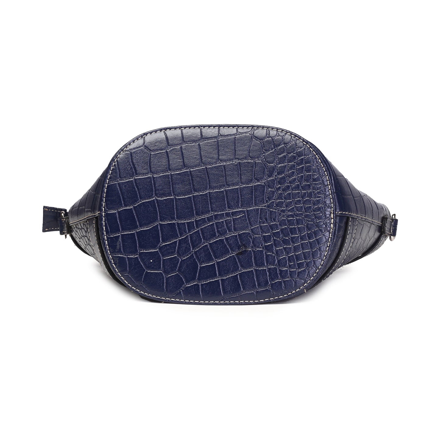 Syraah Blue Croco-Print Premium Full-Grain Leather Tote Bag