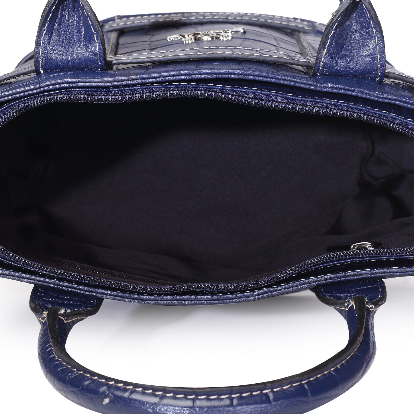 Syraah Blue Croco-Print Premium Full-Grain Leather Tote Bag
