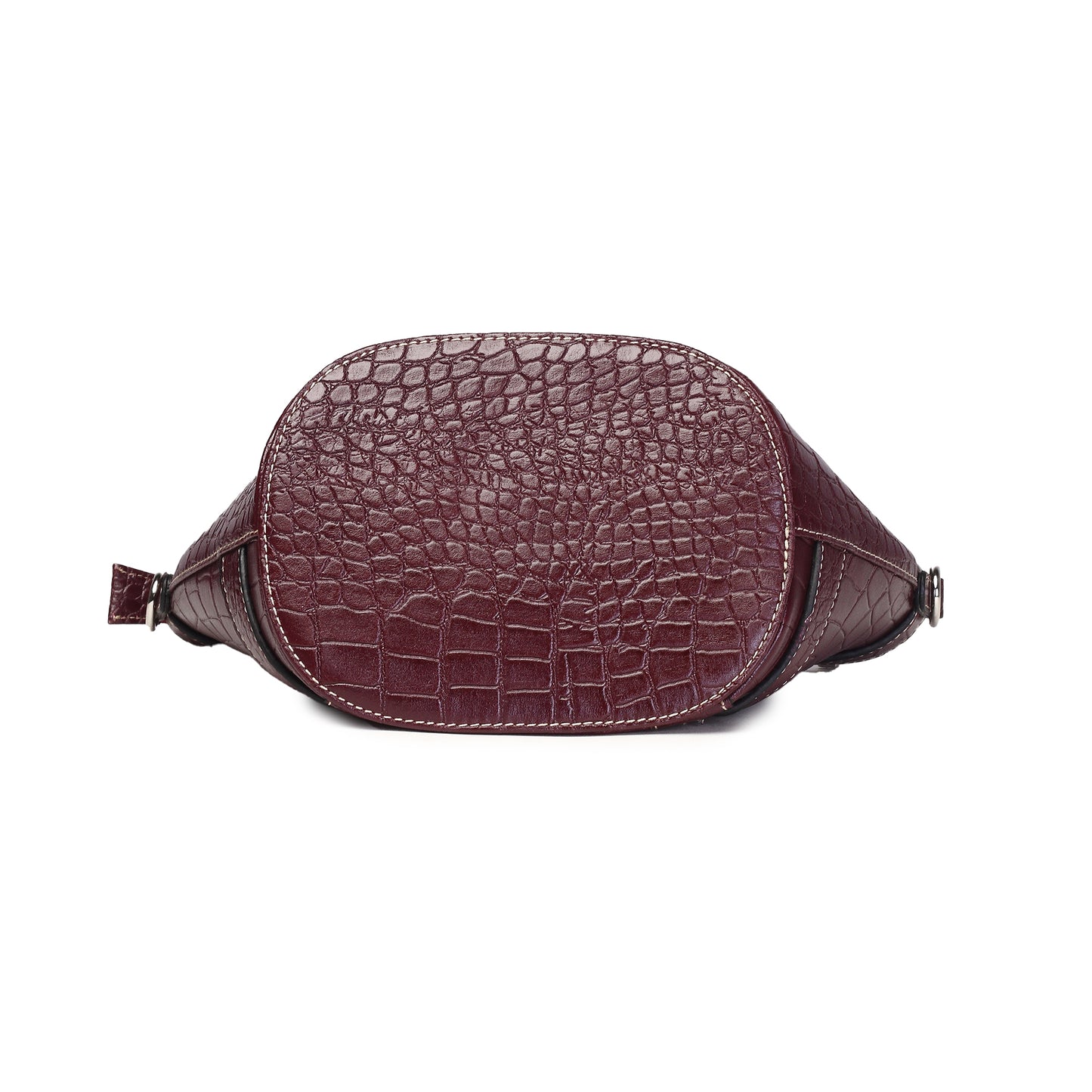 Syraah Maroon Croco-Print Premium Full-Grain Leather Tote Bag